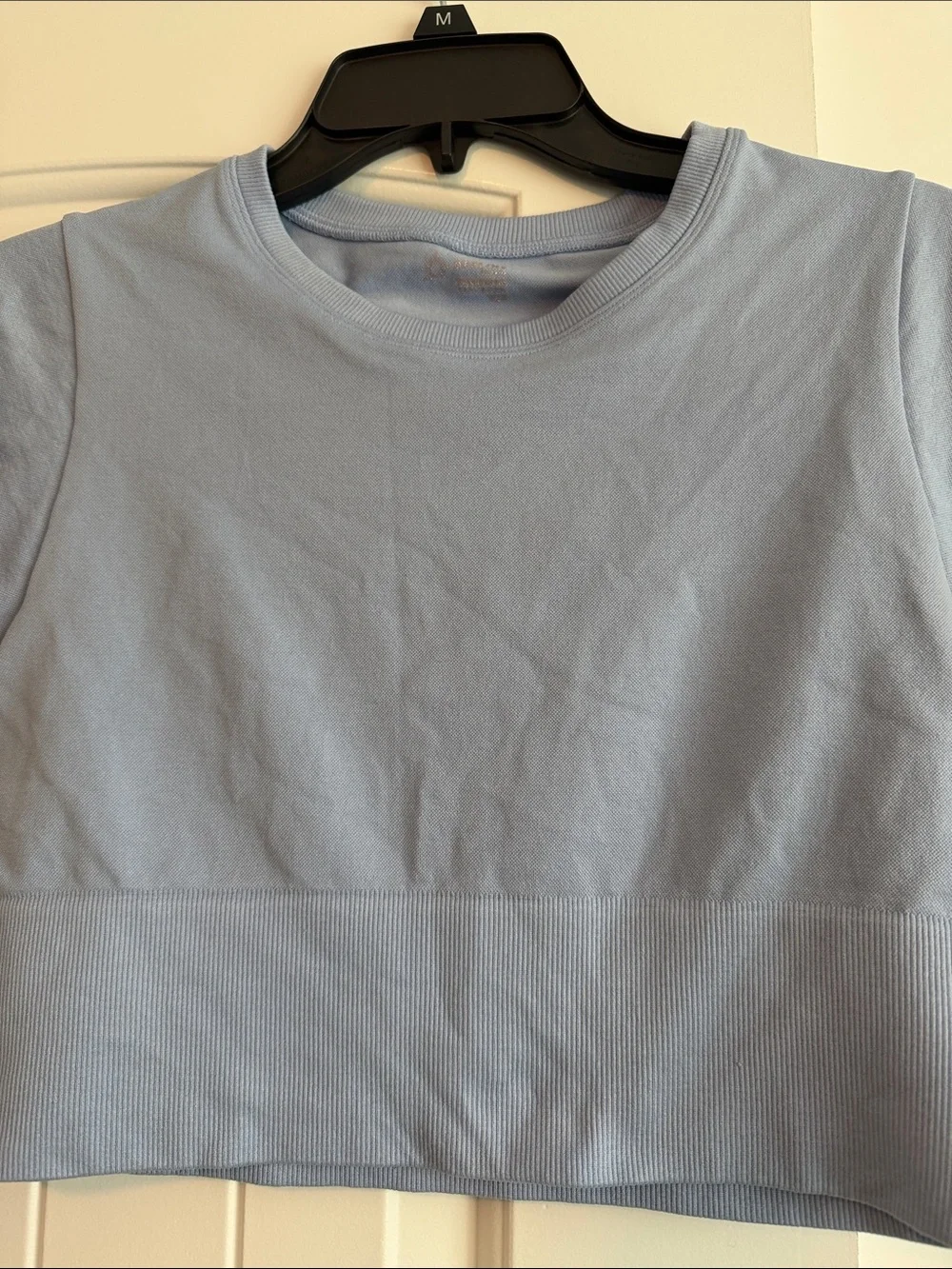 aerie Light Blue Short Sleeve Crop Top - Picture 2 of 4